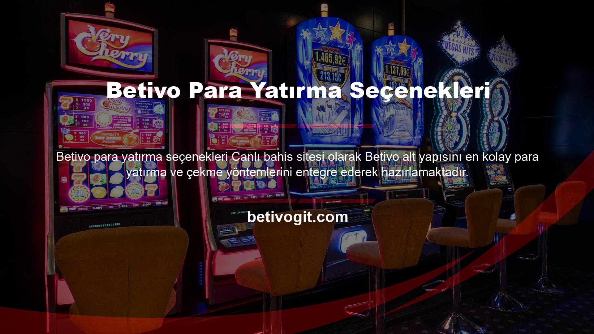 Siz değerli üyemizin yapmanız gereken tek şey oyun için gerekli ücreti (Betivo para yatırma işlemleri için küçük bir alt limit vardır) internet ve bankacılık sistemi aracılığıyla Betivo hesabınıza aktarmanız